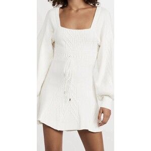 Free People Emmaline Sweater Dress Ivory Cable Knit Open Back NWT L